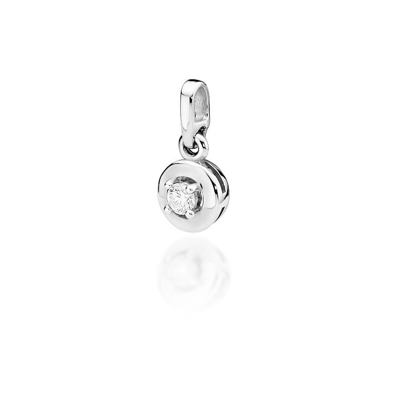 Pandantiv Aur 14 K cu Diamant 0.10 ct - Alb