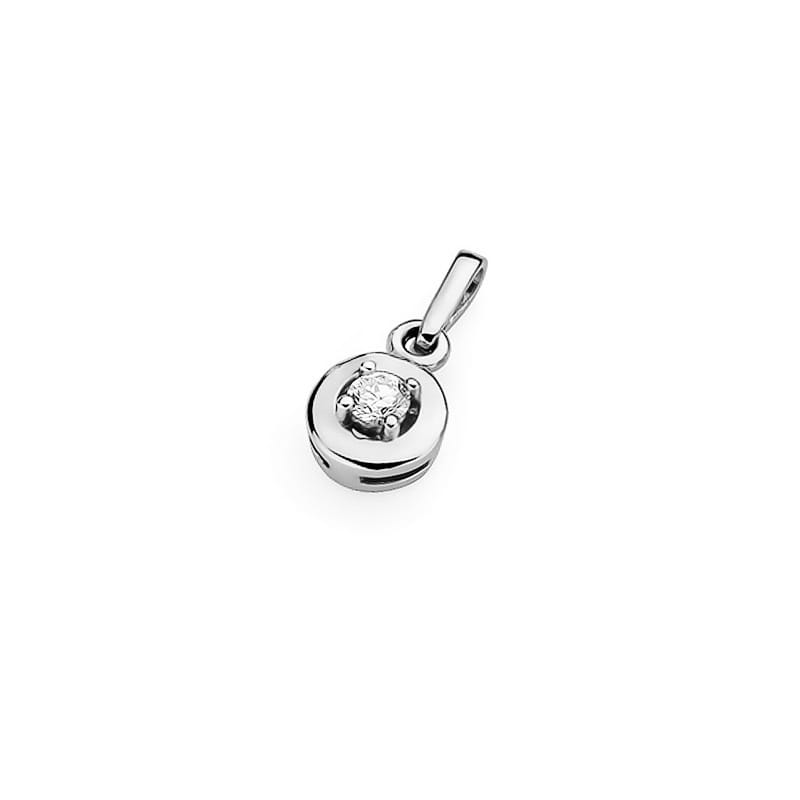 Pandantiv Aur 14 K cu Diamant 0.10 ct - Alb