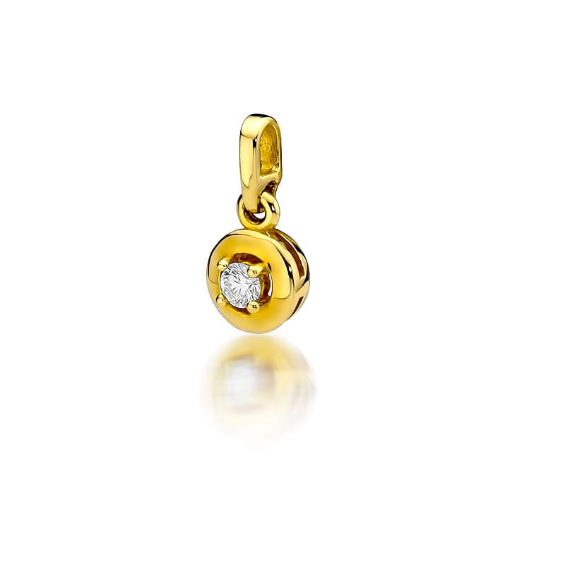 Pandantiv Aur 14 K cu Diamant 0.10 ct - Galben