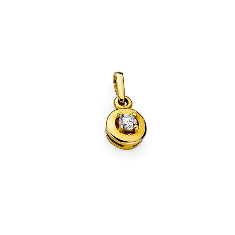 Pandantiv Aur 14 K cu Diamant 0.10 ct - Galben