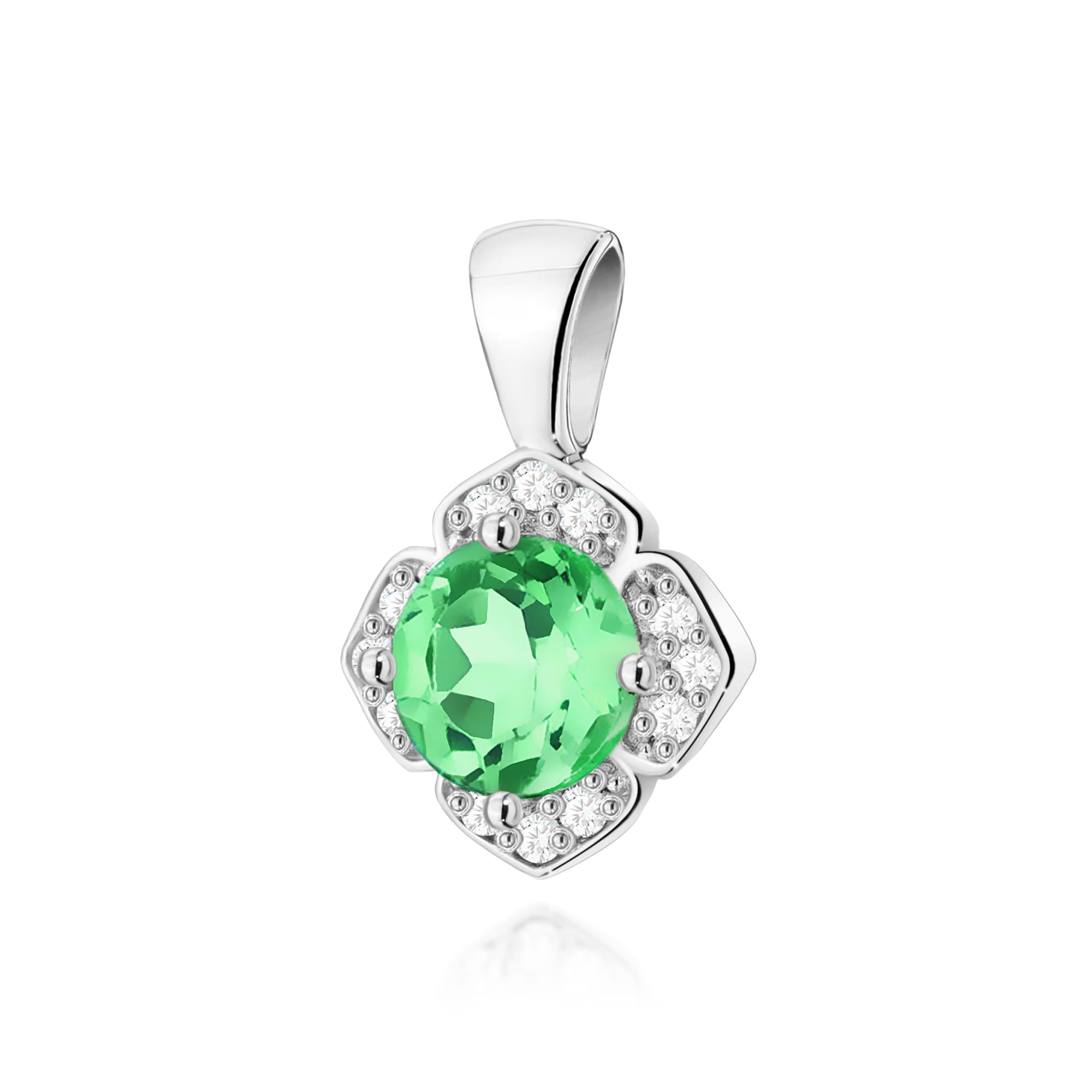 Pandantiv Aur 14K cu Smarald 1.00  ct si Diamante Naturale 0.06 ct