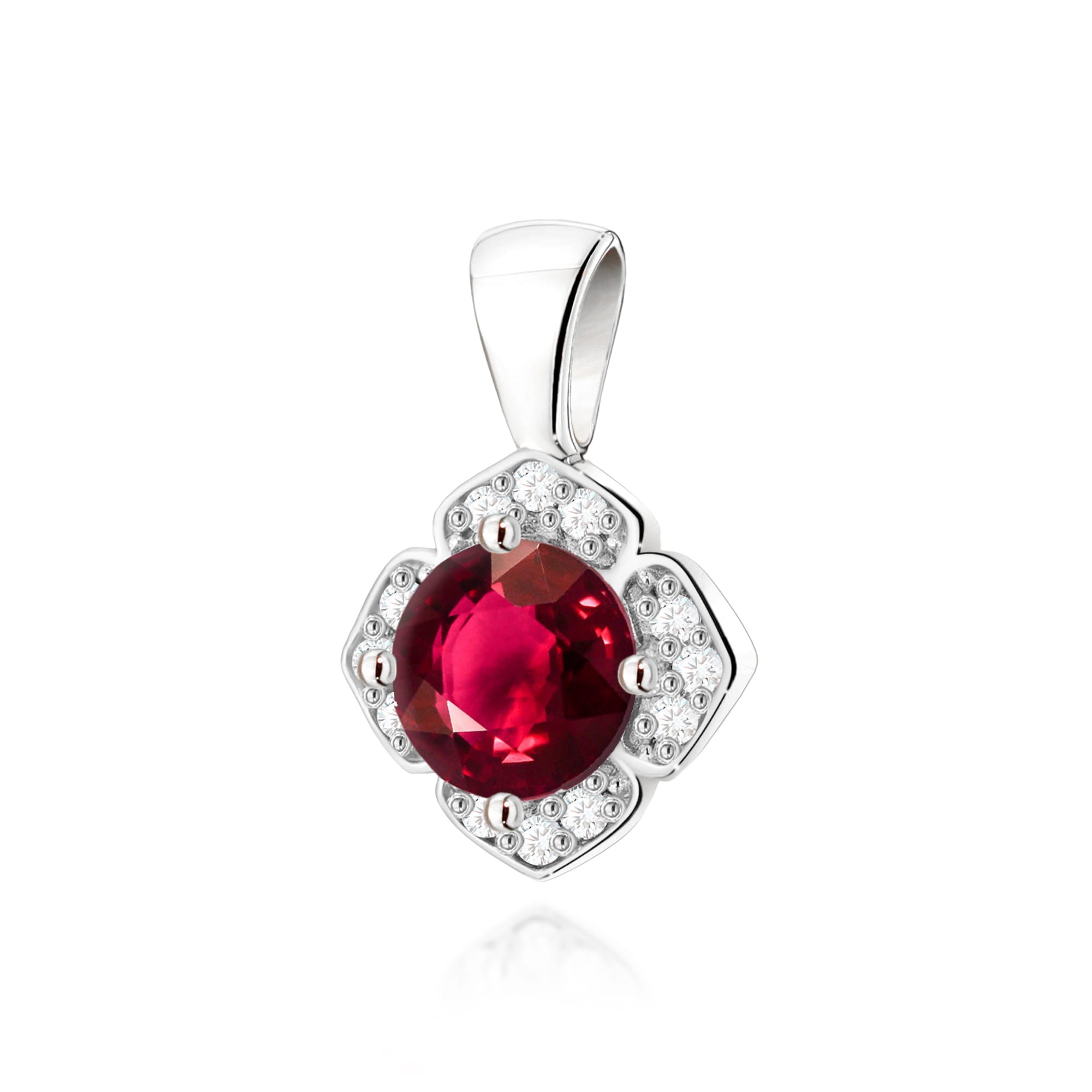 Pandantiv Aur 14K cu Rubin 0.60 ct si Diamante Naturale 0.06 ct