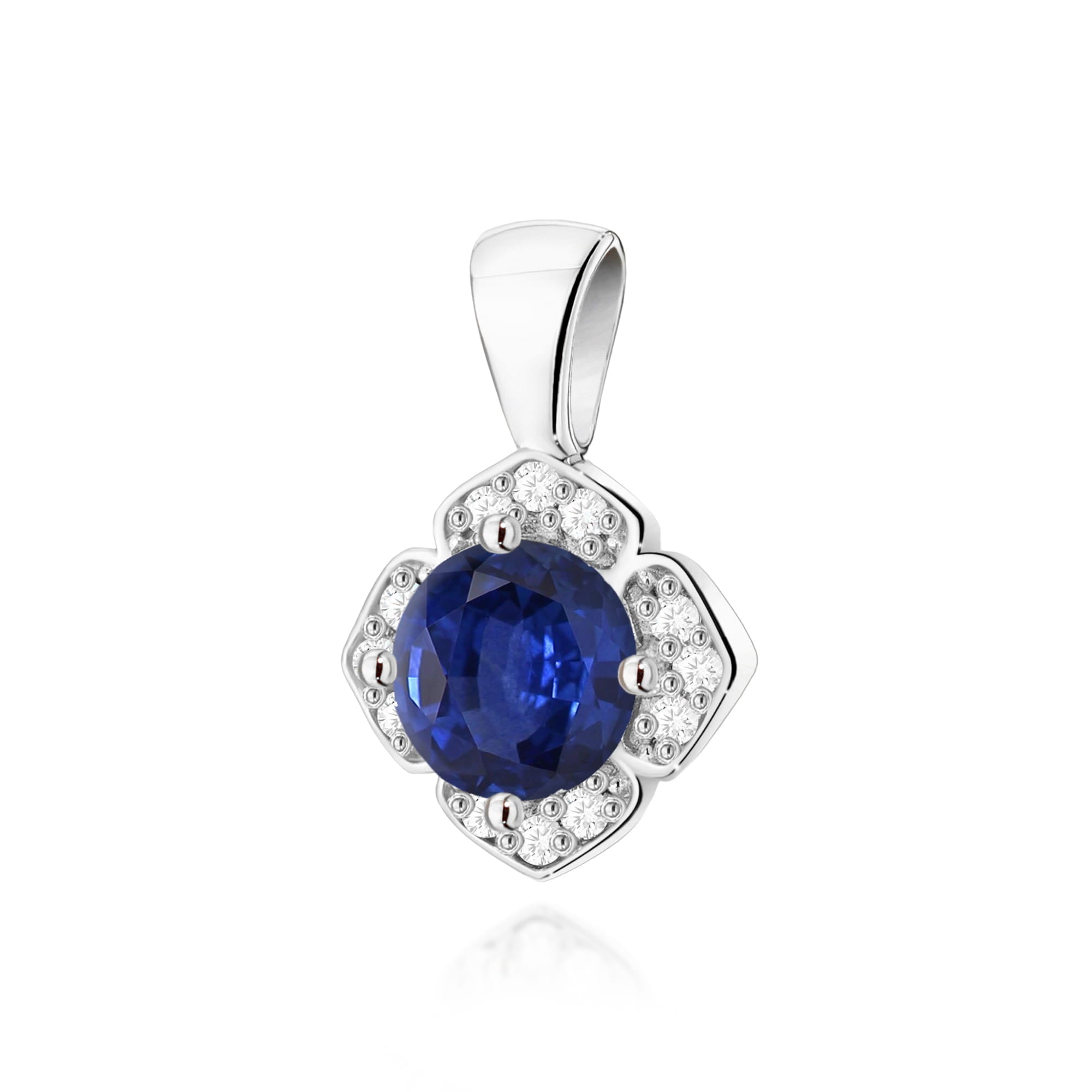 Pandantiv Aur 14K cu Safir 0.50 ct si Diamante Naturale 0.06 ct