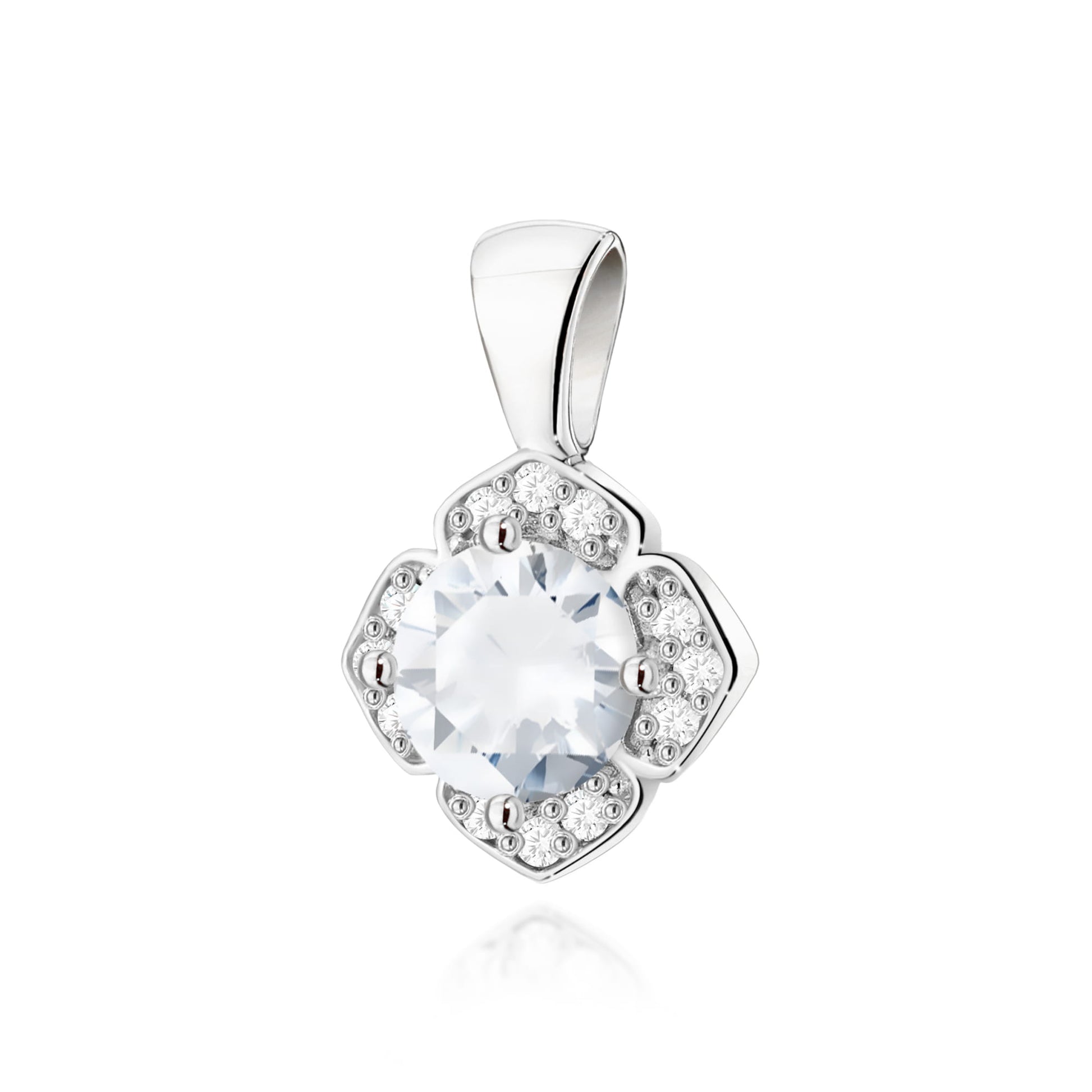 Pandantiv Aur 14K Z0571 Safir Alb 0.60ct