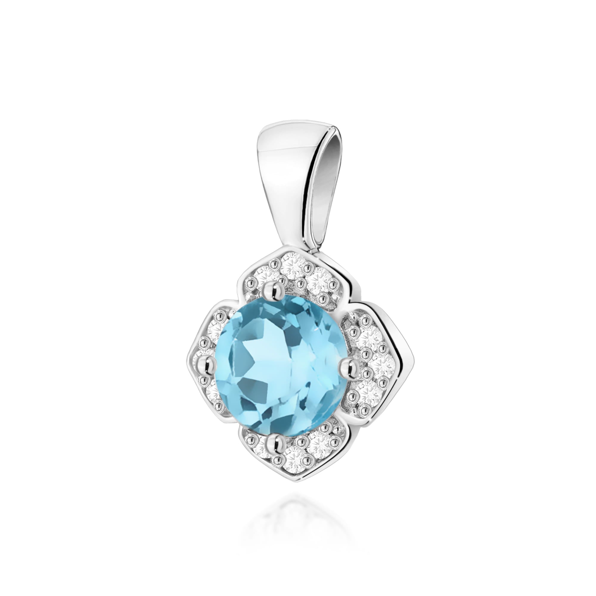 Pandantiv Aur 14K cu Topaz Albastru 0.50 ct si Diamante Naturale 0.06 ct