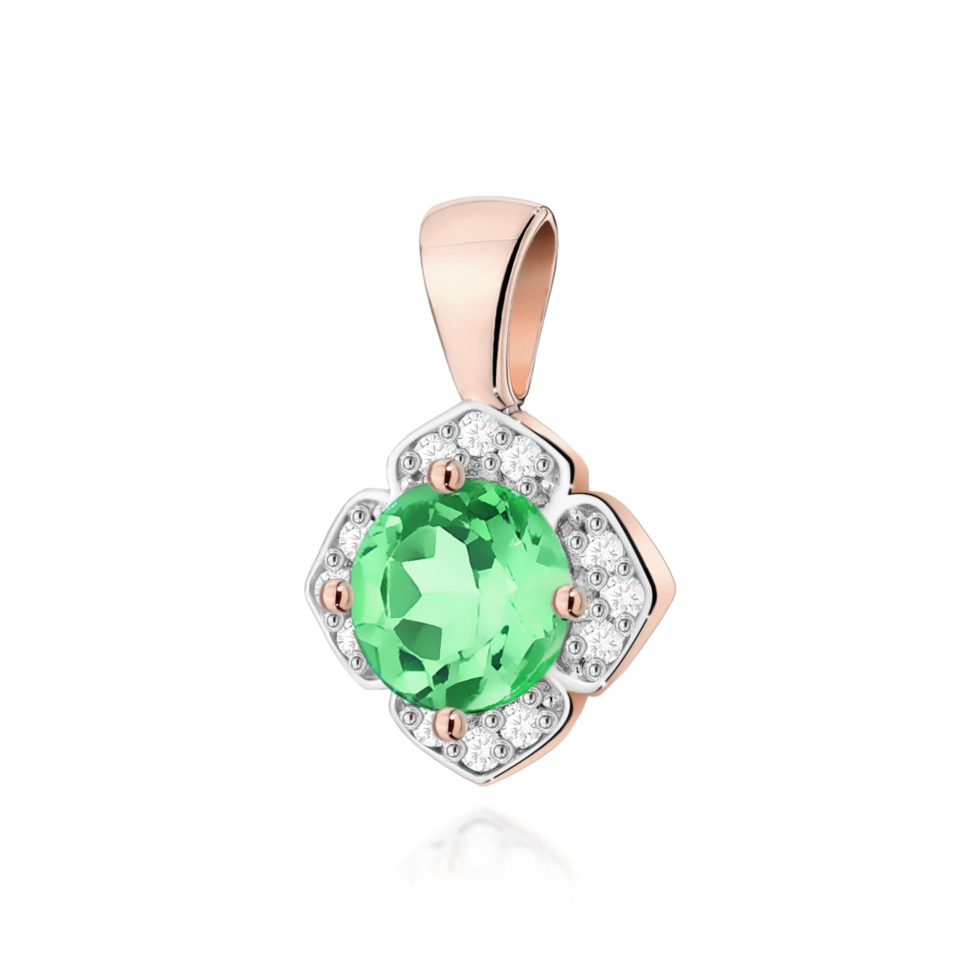 Pandantiv Aur 14K cu Smarald 1.00  ct si Diamante Naturale 0.06 ct