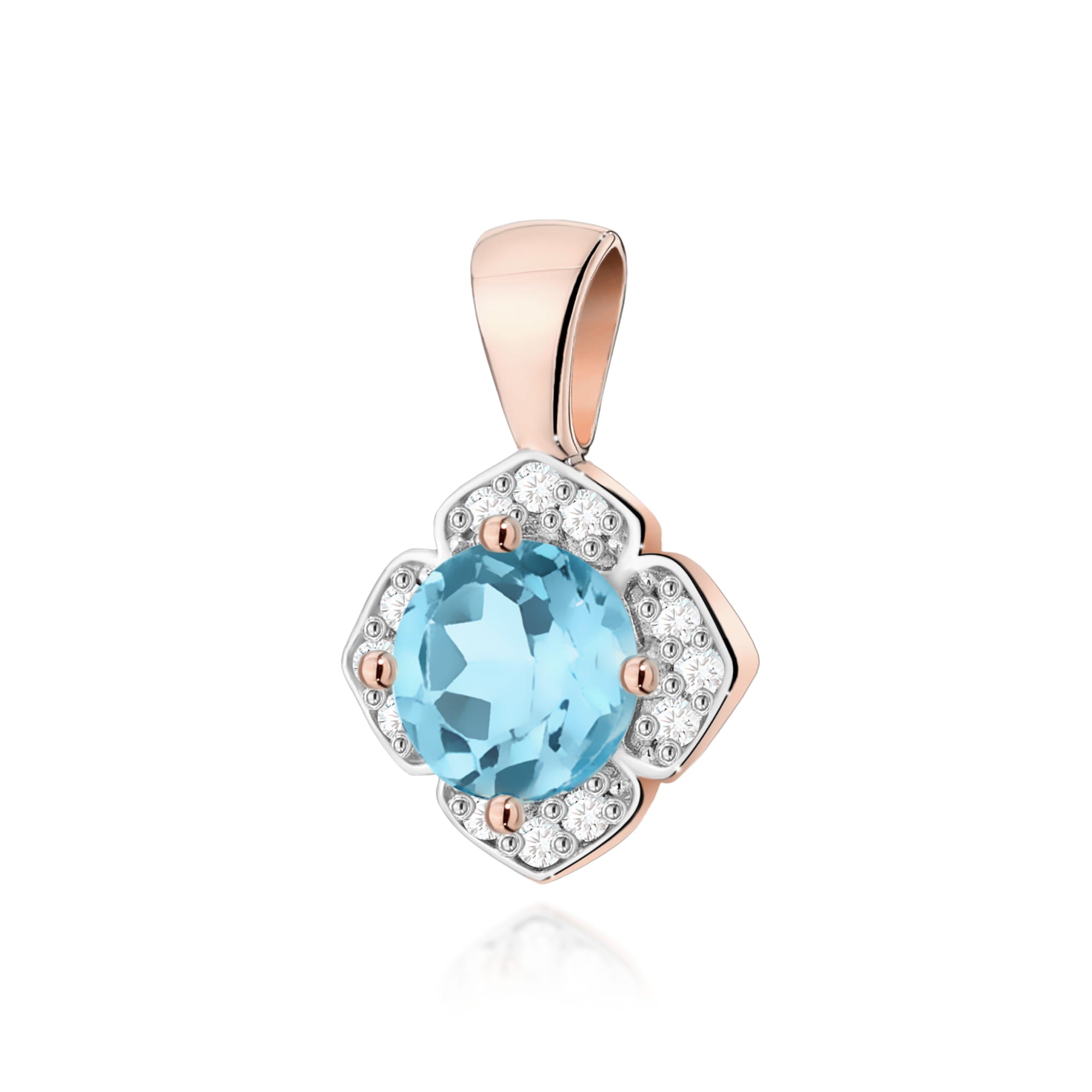Pandantiv Aur 14K cu Topaz Albastru 0.50 ct si Diamante Naturale 0.06 ct