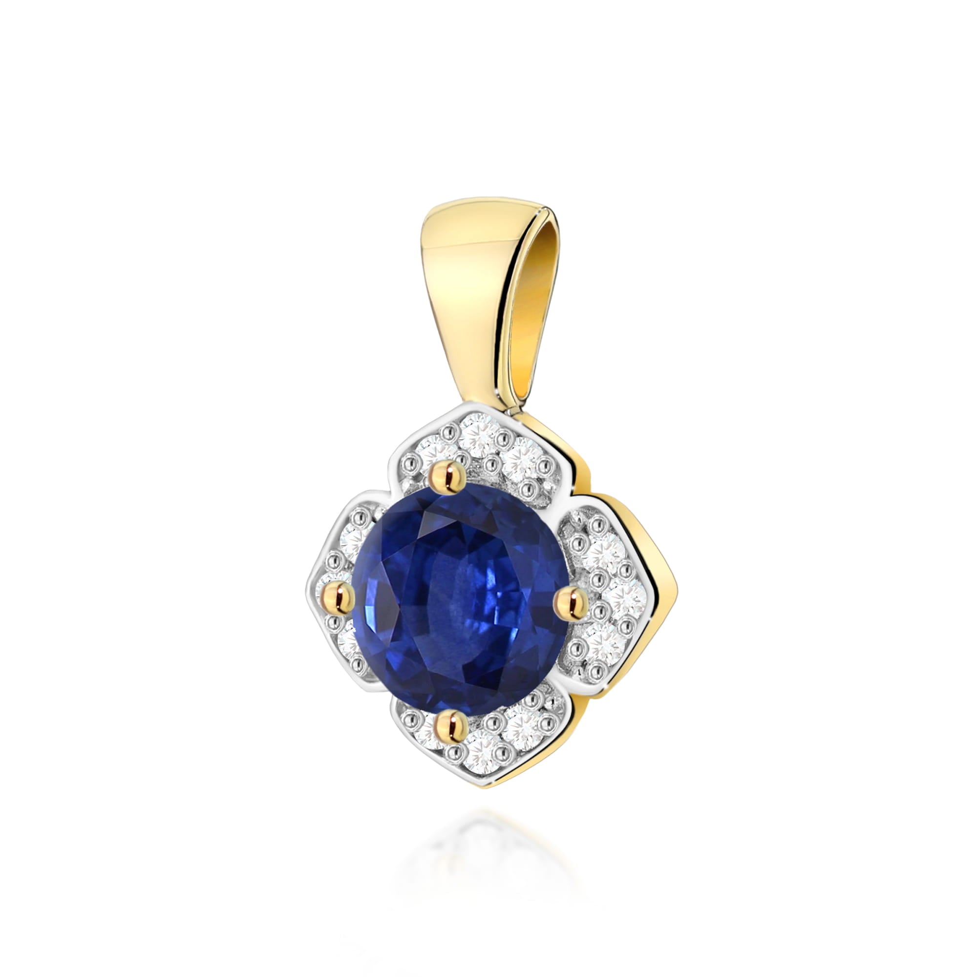 Pandantiv Aur 14K cu Safir 0.50 ct si Diamante Naturale 0.06 ct