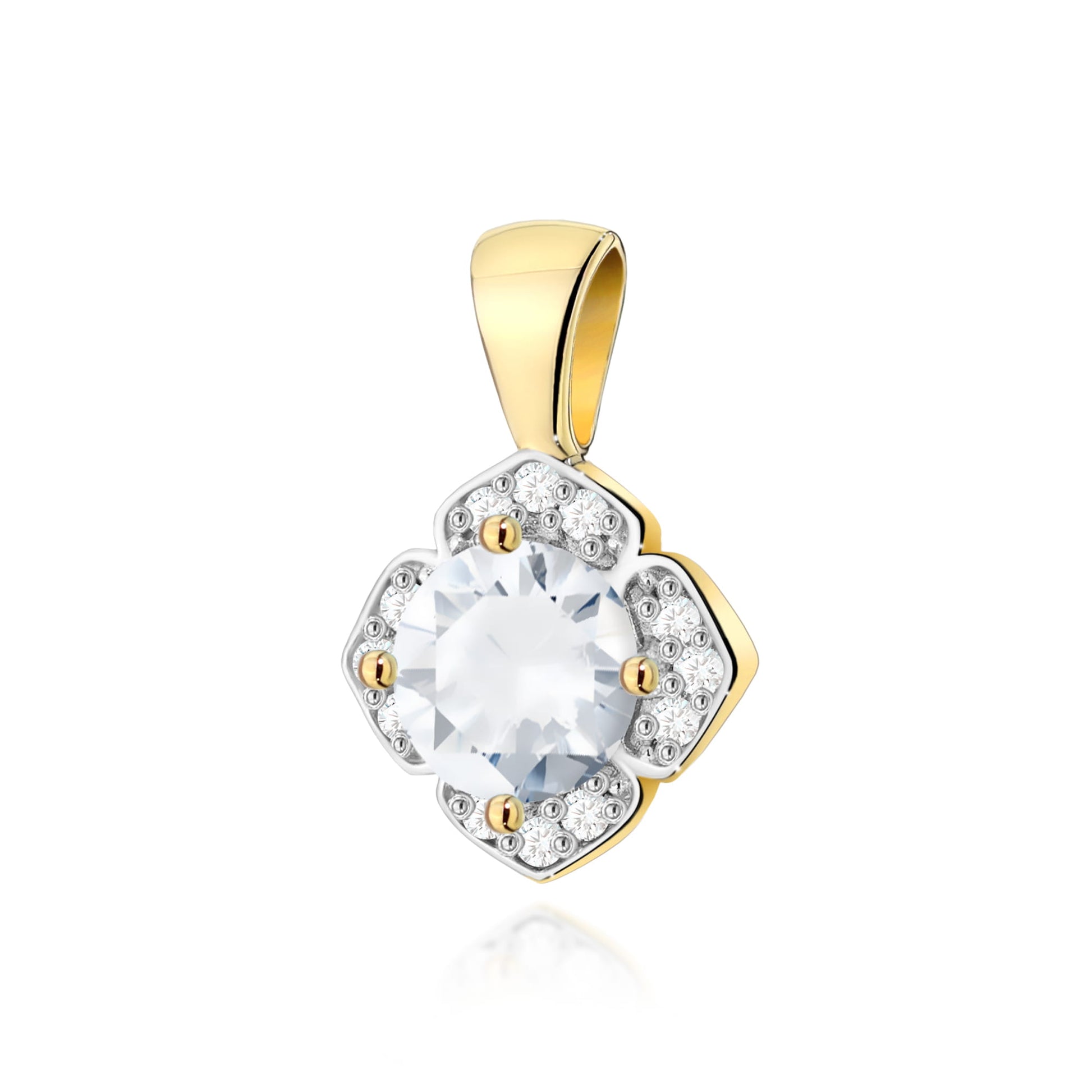 Pandantiv Aur 14K Z0571 Safir Alb 0.60ct