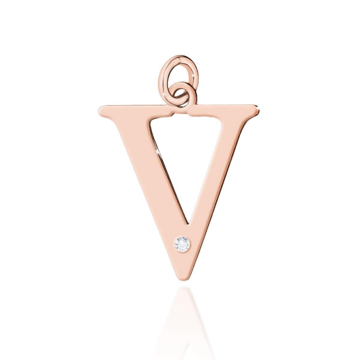 Pandantiv Aur 14K cu Diamant Natural 0.005 ct litera V 10x10 mm
