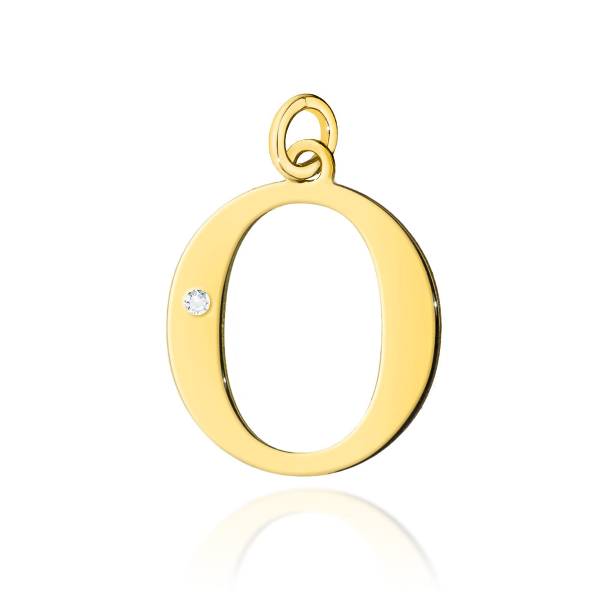 Image for Pandantiv Aur 14K cu Diamant Natural 0.005 ct litera O 10x9.5 mm