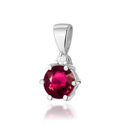 Pandantiv Aur 14K cu Rubin 0.60 ct si Diamant Natural 0.01 ct
