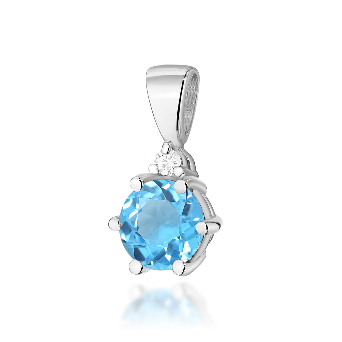 Pandantiv Aur 14K cu Topaz Albastru 0.50 ct si Diamante Naturale 0.015 ct