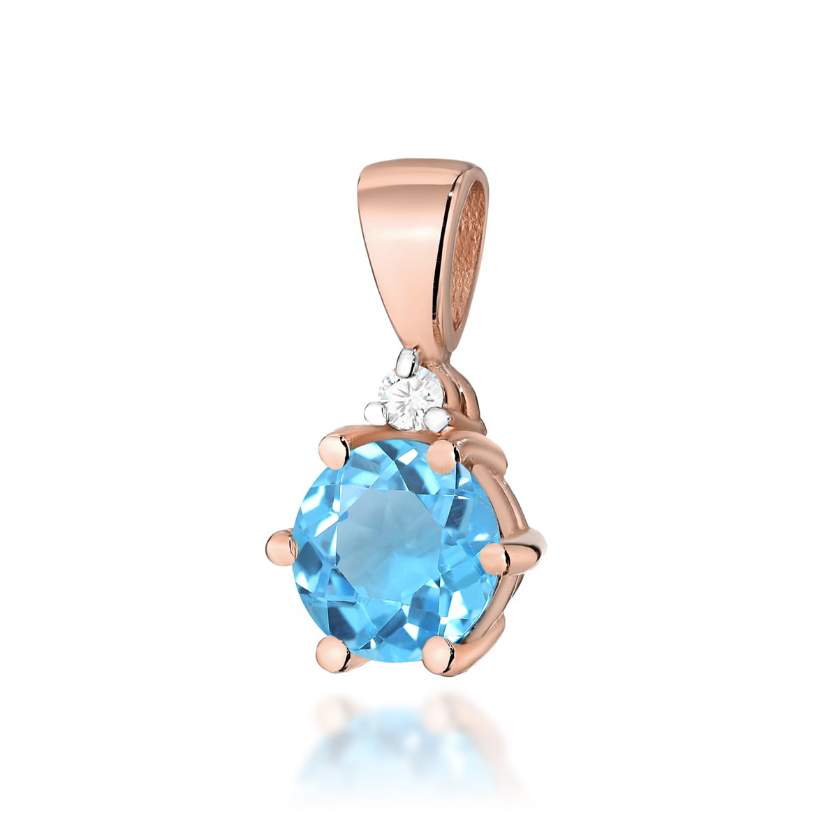 Pandantiv Aur 14K cu Topaz Albastru 0.50 ct si Diamante Naturale 0.015 ct