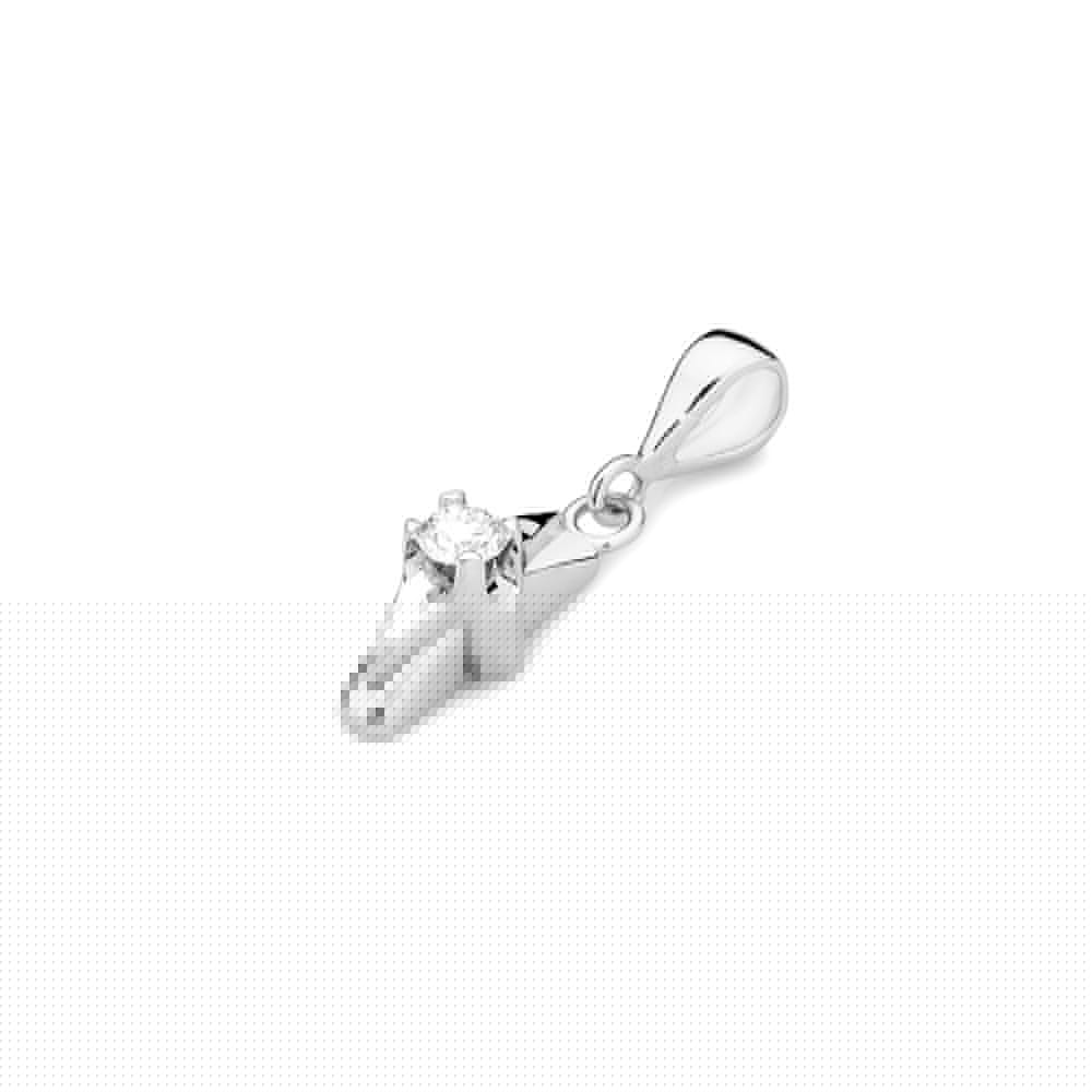 Pandantiv Aur 14K cu Diamante 0.08 ct - Alb
