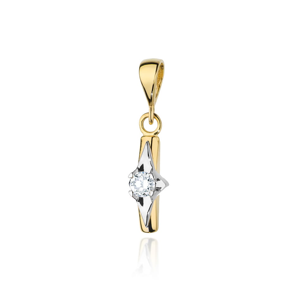 Pandantiv Aur 14 K cu Diamant 0.10 ct - Galben