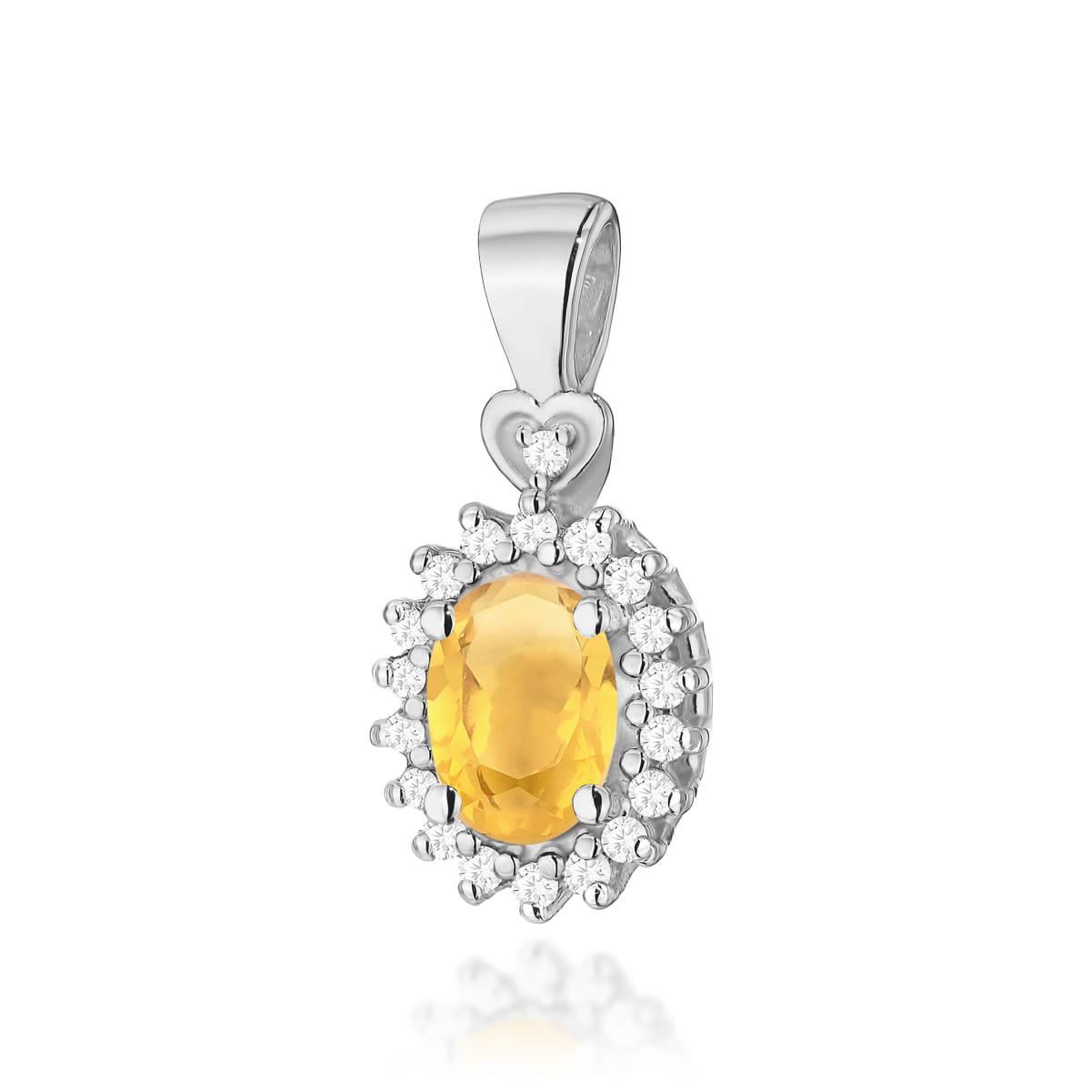 Pandantiv Aur 14K cu Citrine 0.60 ct si Diamante