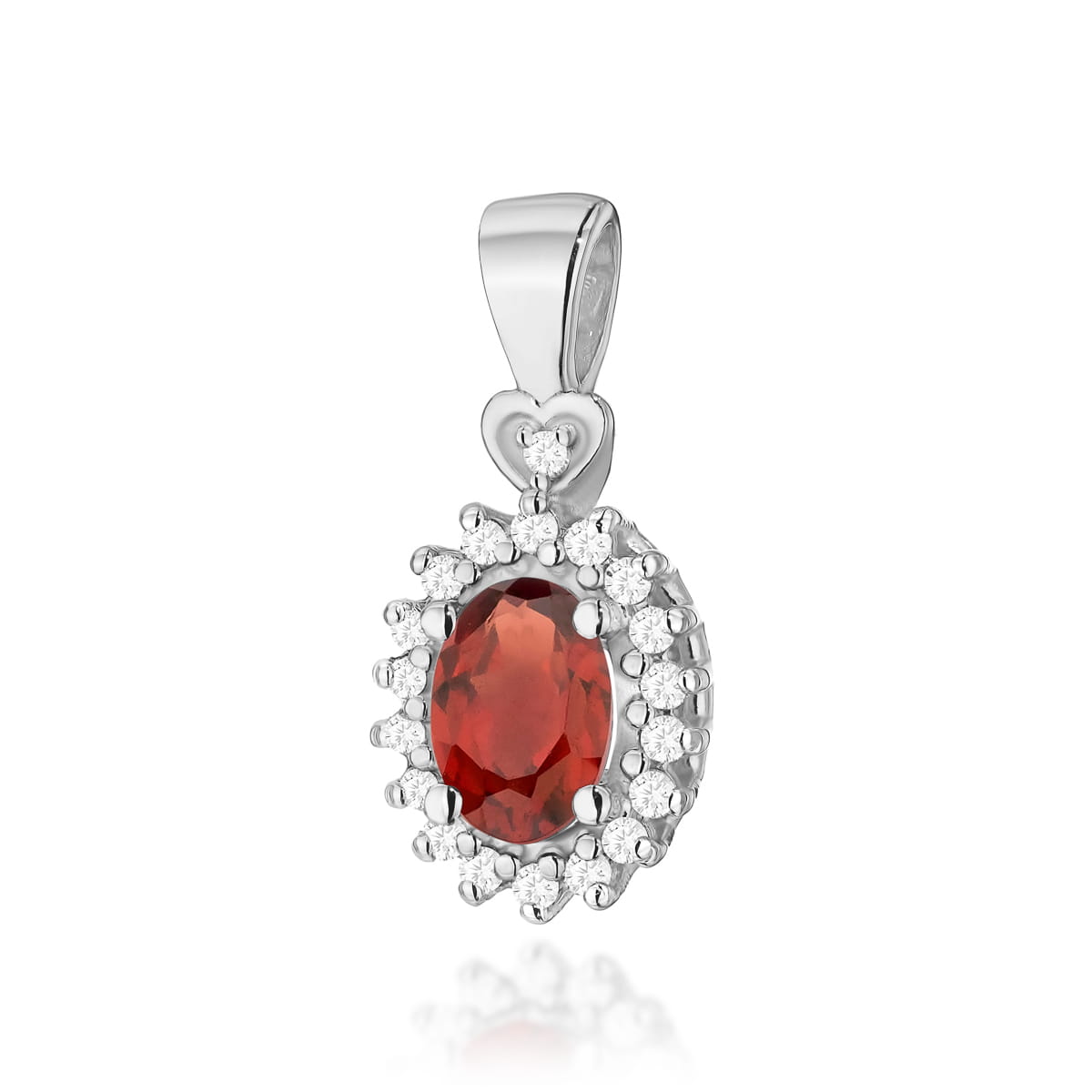 Pandantiv Aur 14K cu Garnet 0.50 ct si Diamante