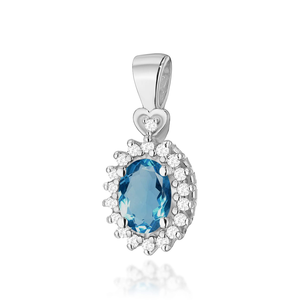 Pandantiv Aur 14K cu Topaz London Blue 0.40ct si Diamante