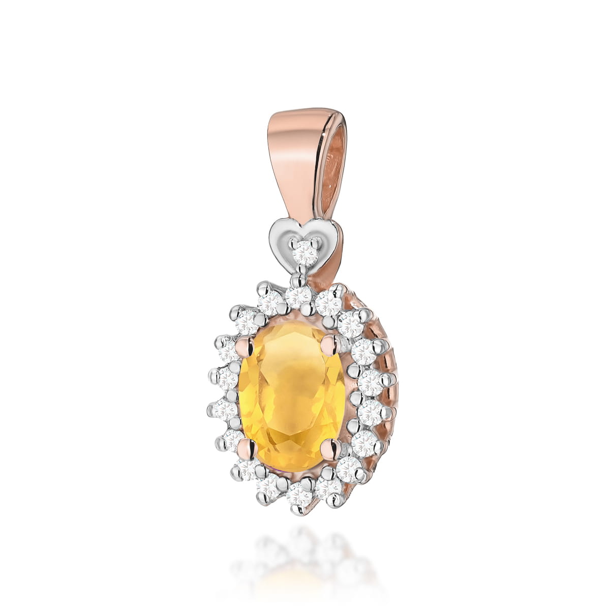 Pandantiv Aur 14K cu Citrine 0.60 ct si Diamante