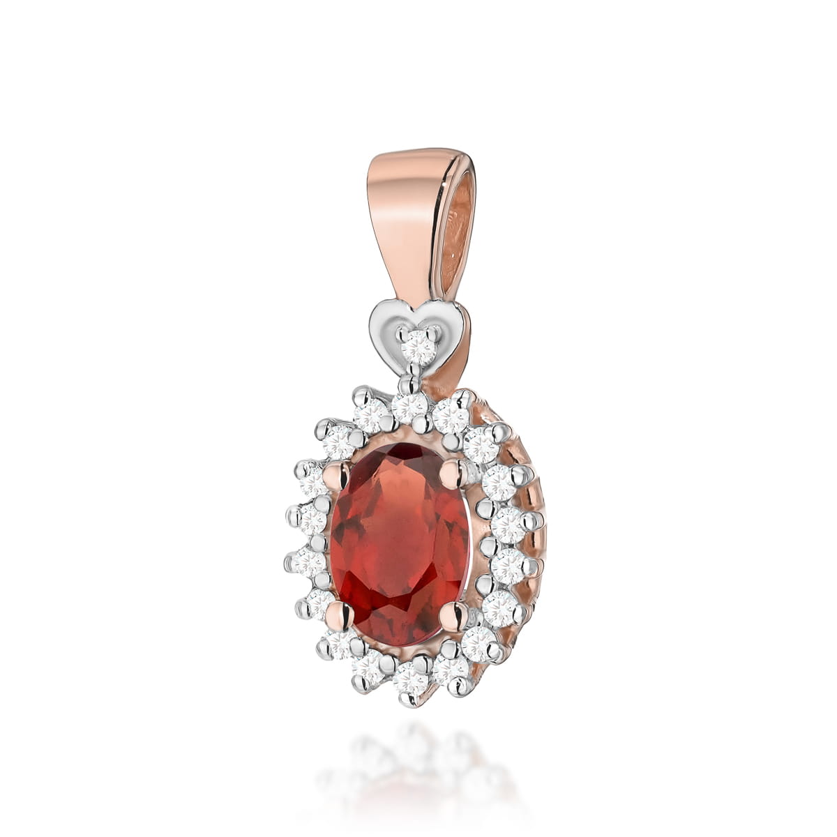 Pandantiv Aur 14K cu Garnet 0.50 ct si Diamante