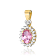 Pandantiv Aur 14K cu Topaz Roz 0.50 ct si Diamante Naturale 0.10 ct