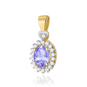 Pandantiv Aur 14K cu Tanzanit 0.40 ct si Diamante Naturale 0.10 ct
