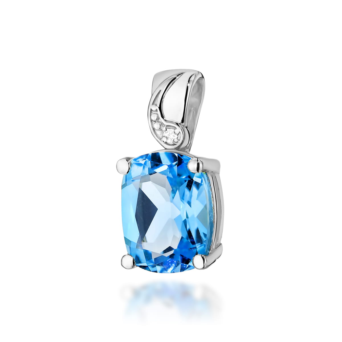 Pandantiv Aur 14K cu Topaz Albastru 2.40ct si Diamante