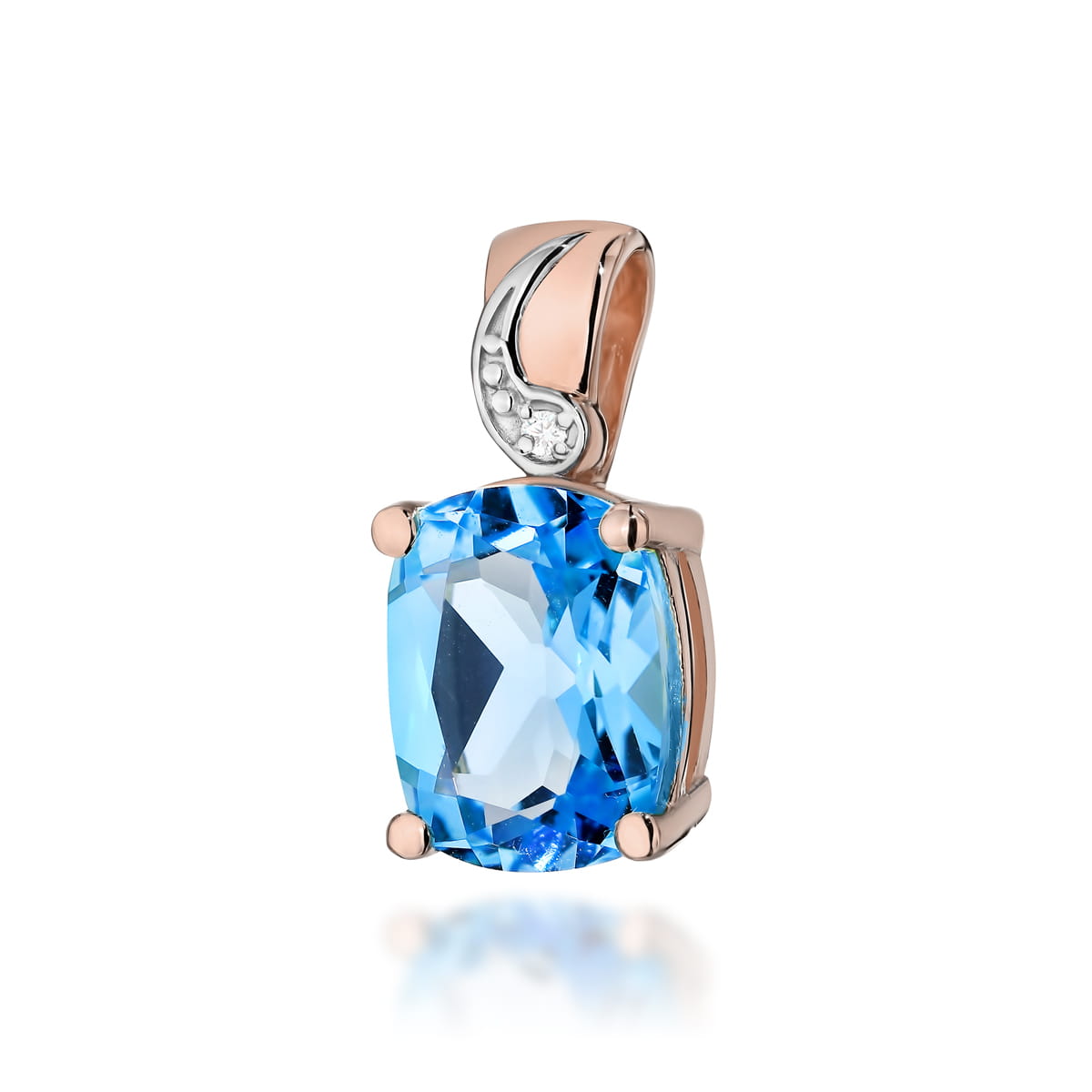 Pandantiv Aur 14K cu Topaz Albastru 2.40ct si Diamante