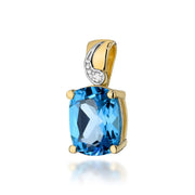 Pandantiv Aur 14K cu Topaz Swiss 2.40 ct si Diamant Natural 0.01 ct