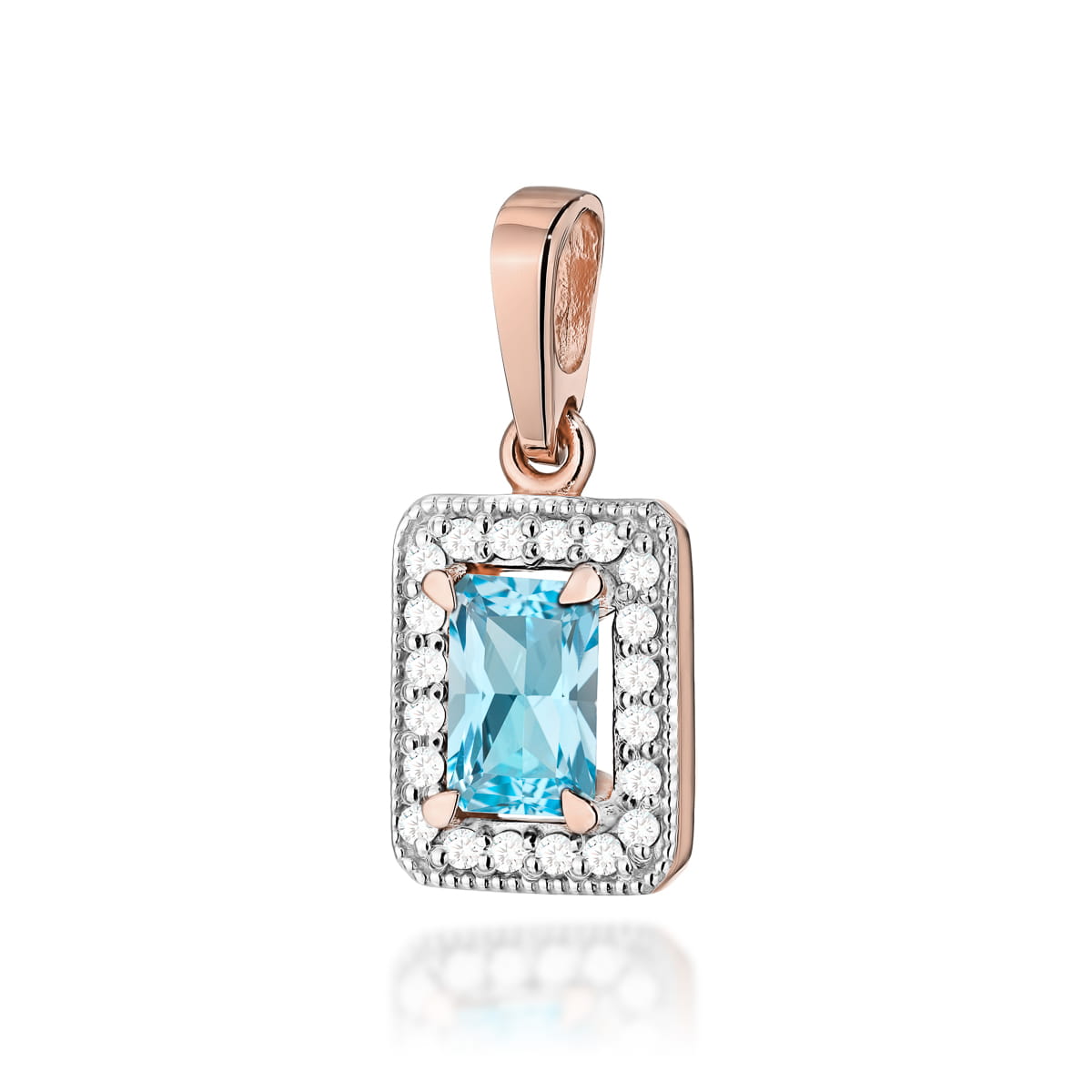 Pandantiv Aur 14K cu Topaz  0.60 ct si Diamante 0.10 ct