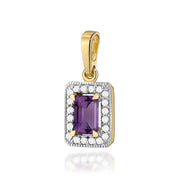 Pandantiv Aur 14K cu Ametist 0.50 ct si Diamante Naturale 0.10 ct