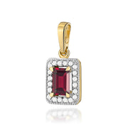 Pandantiv Aur 14K cu Granat 0.70 ct si Diamante Naturale 0.10 ct