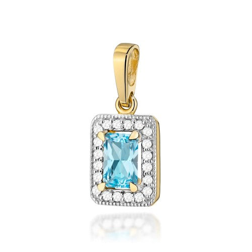 Pandantiv Aur 14K cu Topaz  0.60 ct si Diamante 0.10 ct