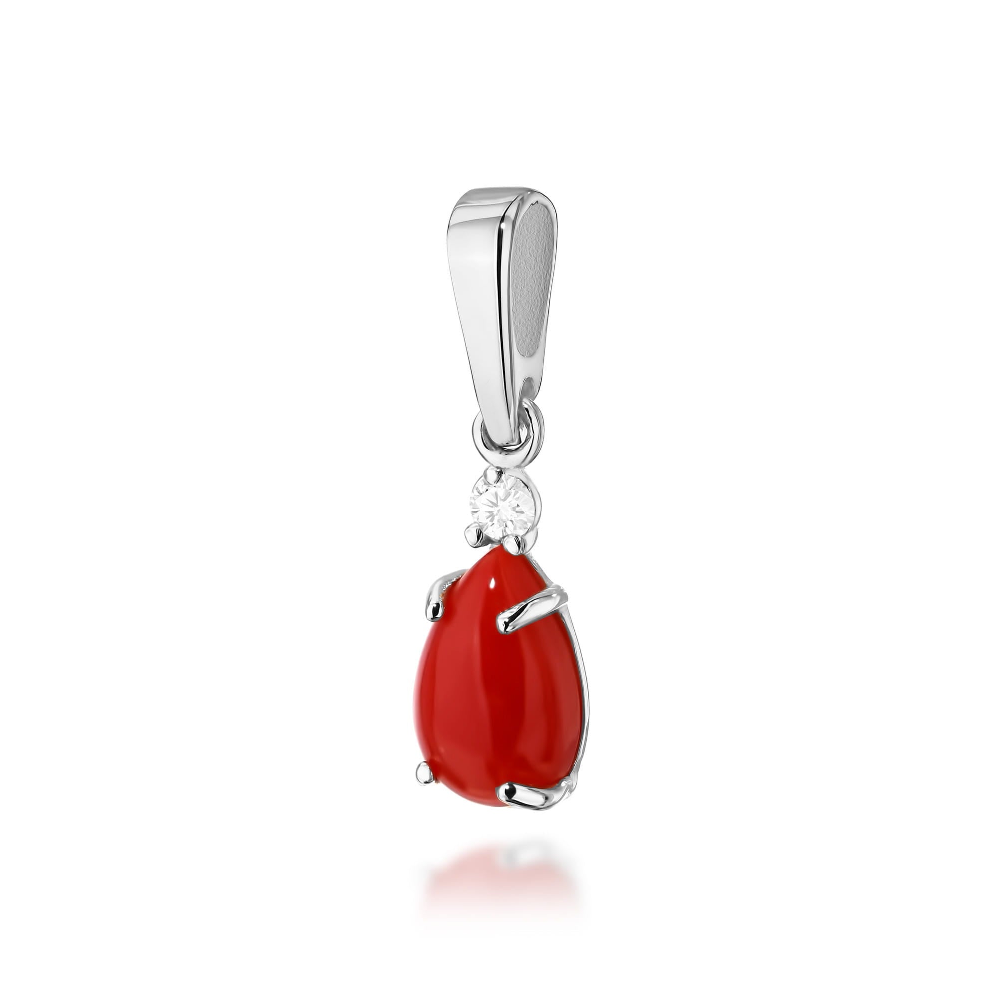 Pandantiv Aur 14K cu Coral 0.65 ct si Diamante