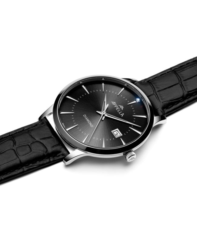 Ceas Appella, L12003.5296DQ, 40 mm, silver, cadran cu diamante (1 piatră)