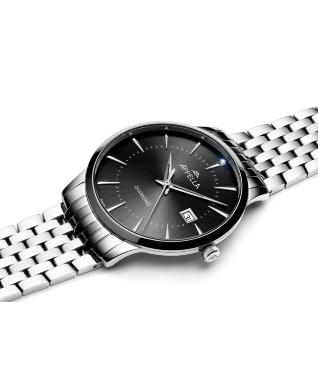 Ceas Appella, L12003.5196DQ, 40 mm, silver, cadran cu diamante (1 piatră)
