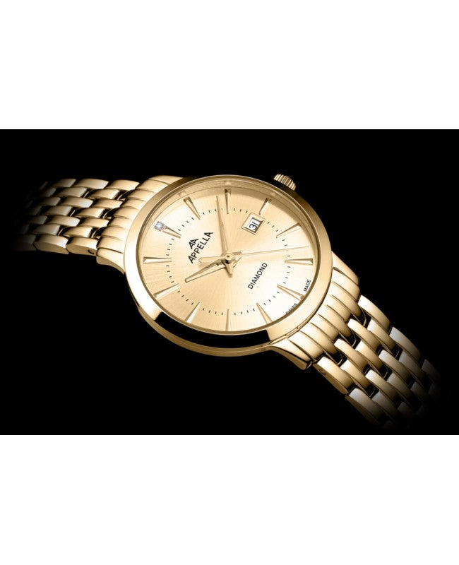 Ceas Appella, L32003.1191DQ, 31 mm, gold, cadran cu diamante (1 piatră)