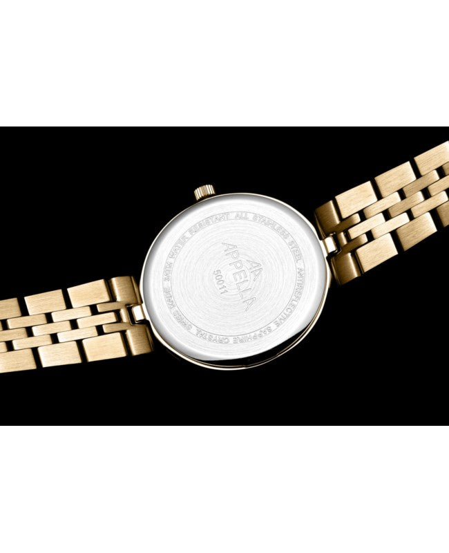 Ceas Appella, L50011.1163DQ, 31 mm, gold, cadran cu diamante (3 pietre)