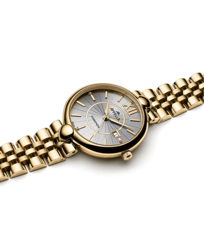 Ceas Appella, L50011.1167DQ, 31 mm, gold, cadran cu diamante (3 pietre)