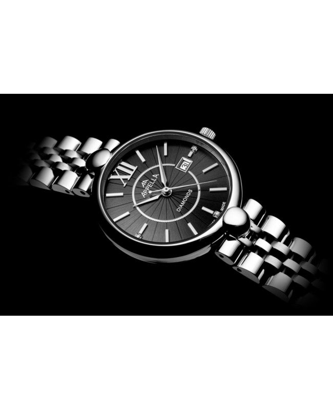 Ceas Appella, L50011.5166DQ, 31 mm, silver, cadran cu diamante (3 pietre)