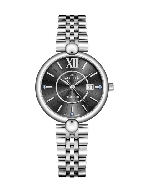 Ceas Appella, L50011.5166DQ, 31 mm, silver, cadran cu diamante (3 pietre)