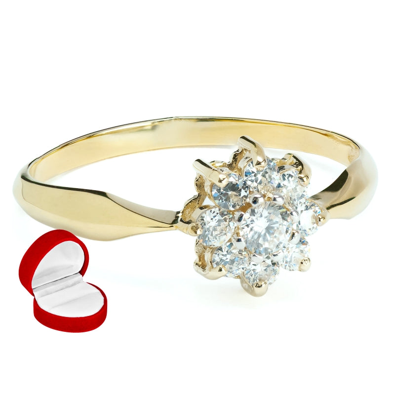 Inel Aur 8K Model Floare Cu Zirconii