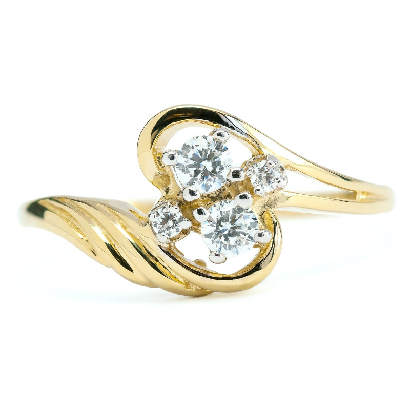 Inel Aur 8K cu Zirconii - Design Elegant