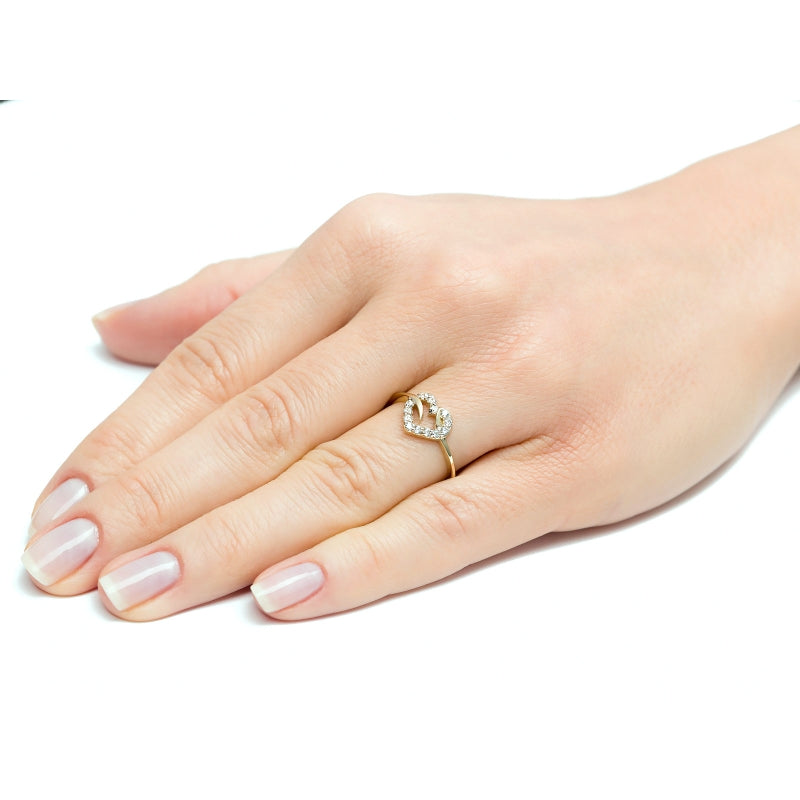 Inel Aur 8K Inimă cu Zirconii