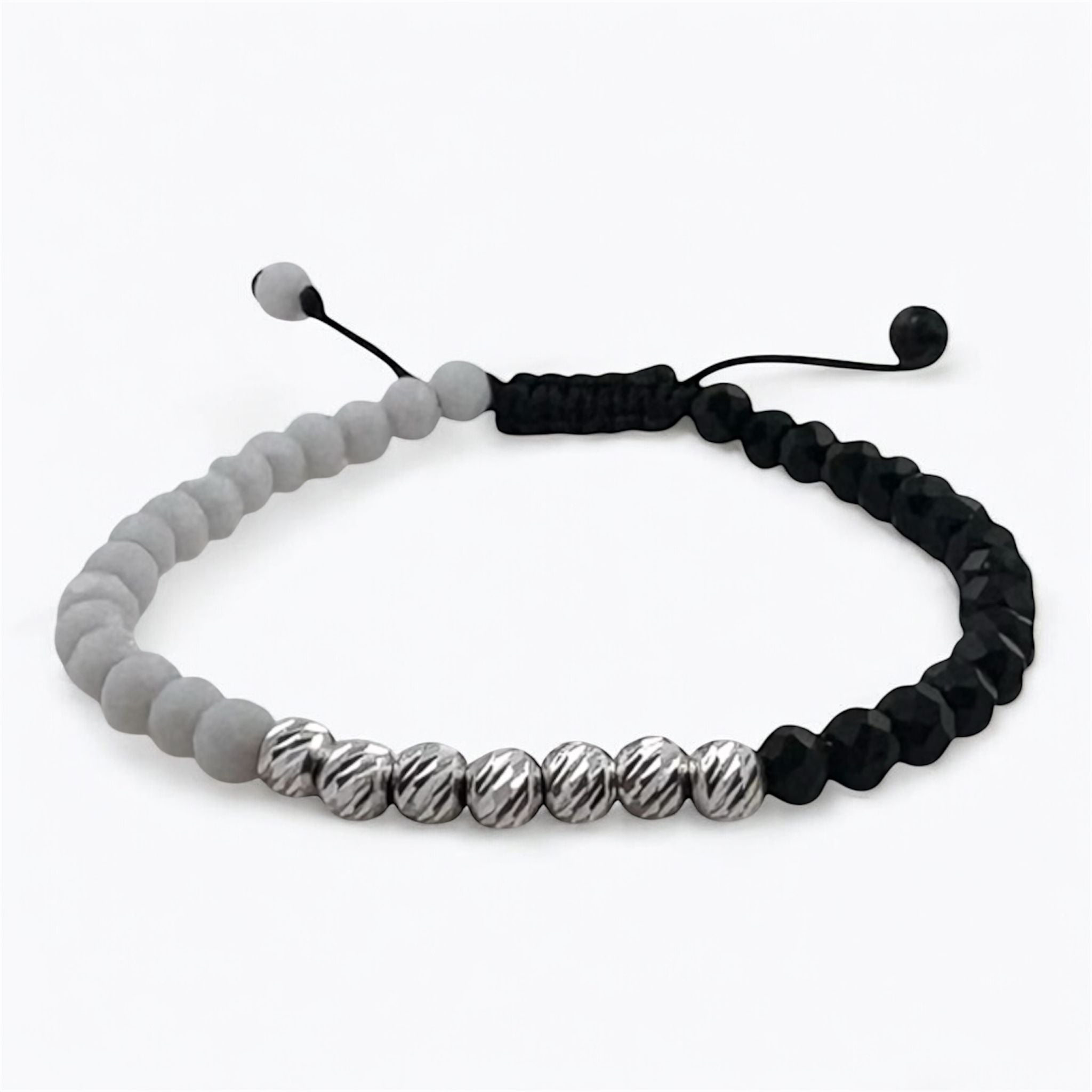 Bratara Bilute Slash Argint 925 cu Margele Alb-Negru