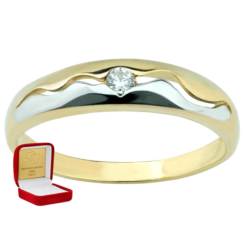 Inel Aur 8K Cu Zirconiu și Design Valuri