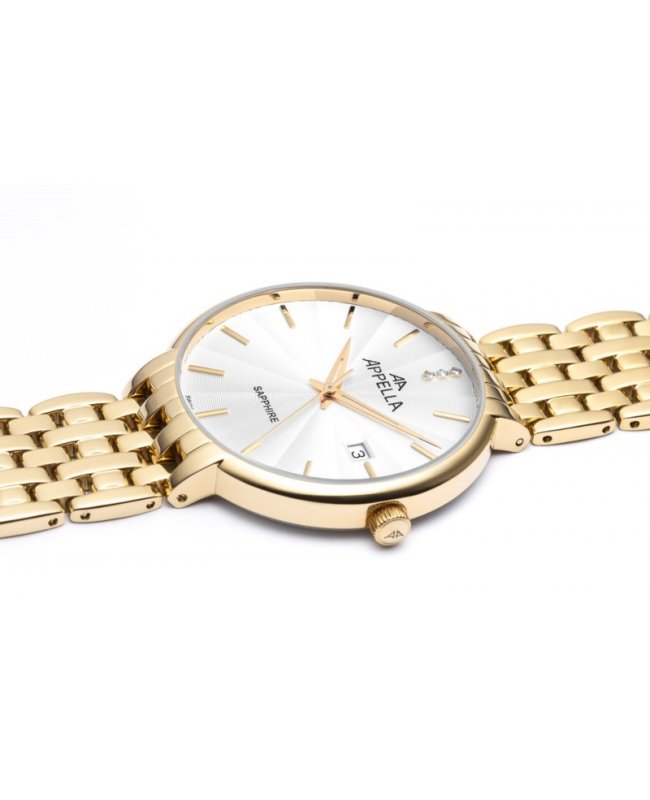 Ceas Appella, L12000.1113DQ, 40 mm, gold, cadran cu diamante (3 pietre)