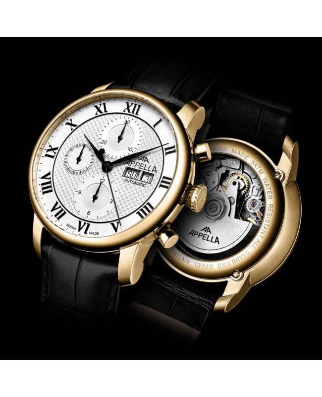 Ceas Appella, L70010.1233ACH, 42,5 mm, gold, capac spate cu sticlă de safir antireflex