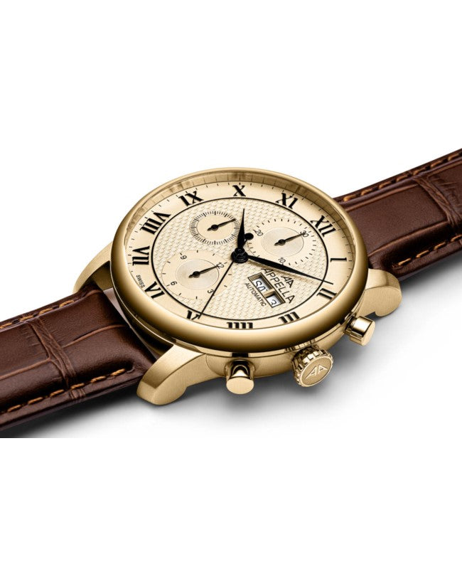 Ceas Appella, L70010.1B31ACH, 42,5 mm, gold, capac spate cu sticlă de safir antireflex